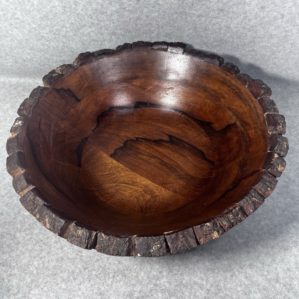 Natural Live Edge Wooden Round Bowl‎ Farmhouse Rustic READ